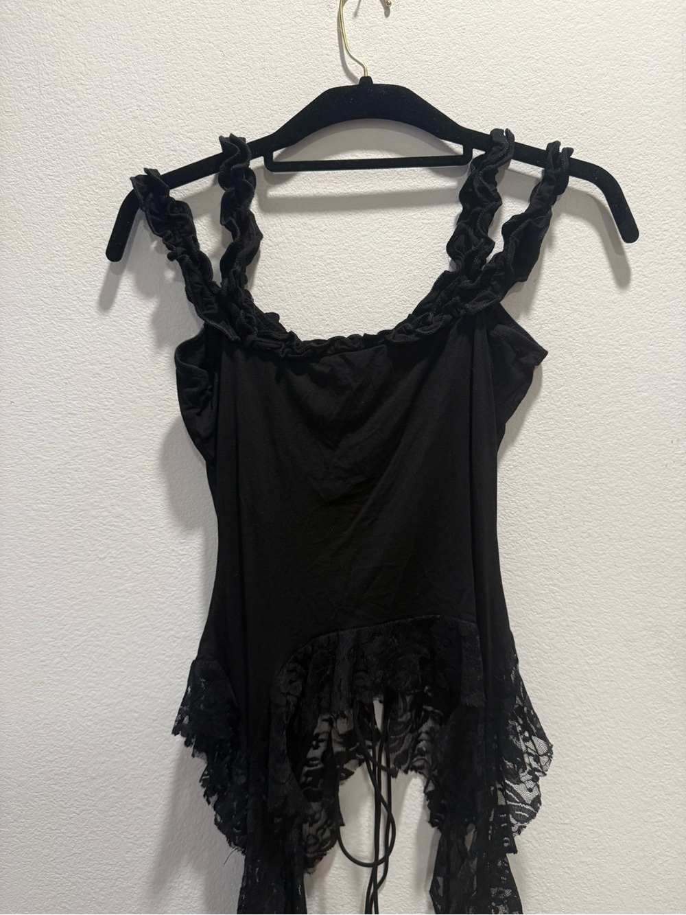 Black Gothic Fairycore Lace Handkerchief Hem Corset Style Tank - Picture 4 of 15